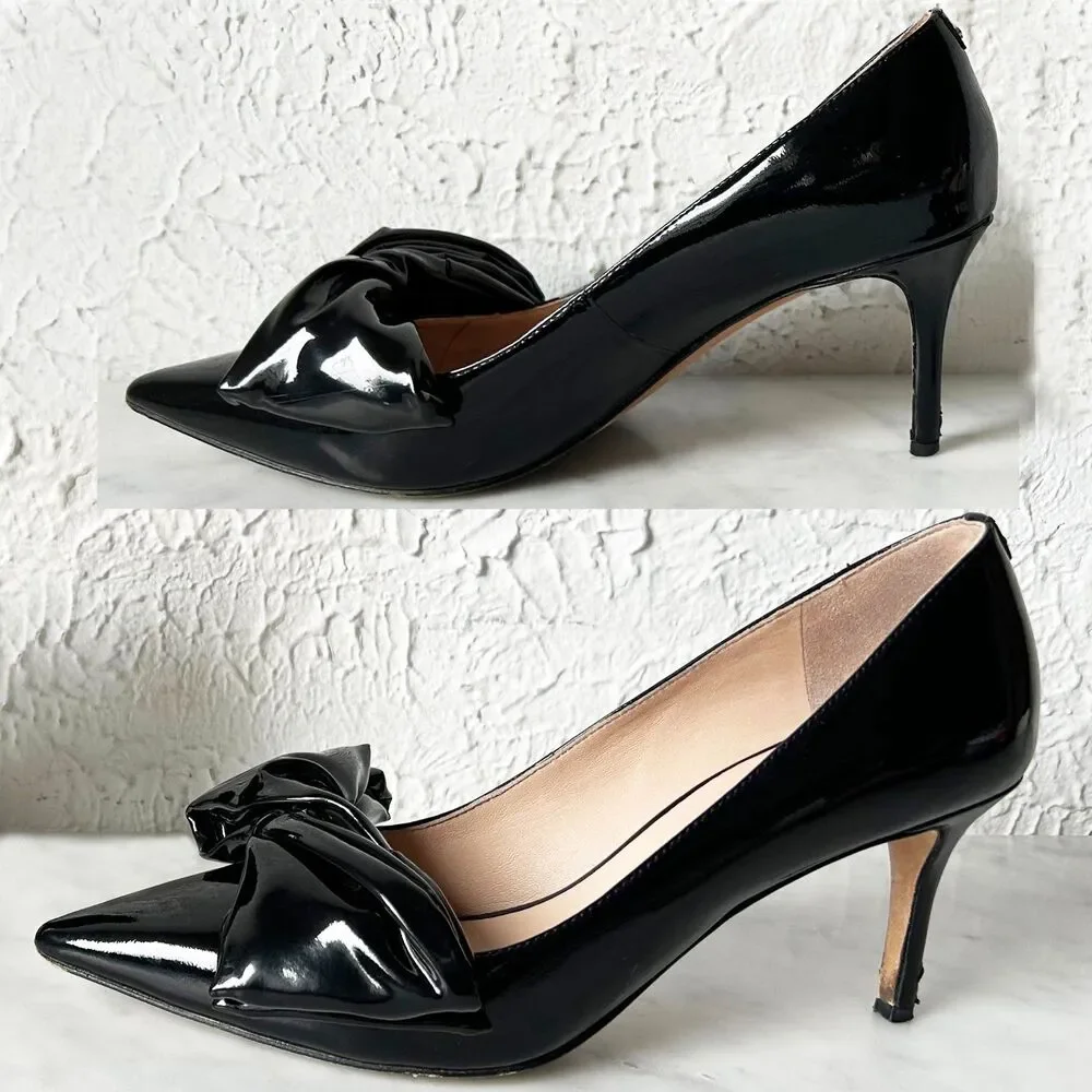 Kate Spade Twist Bow Pumps Women's 8.5 Black Patent Leather Strudel 3